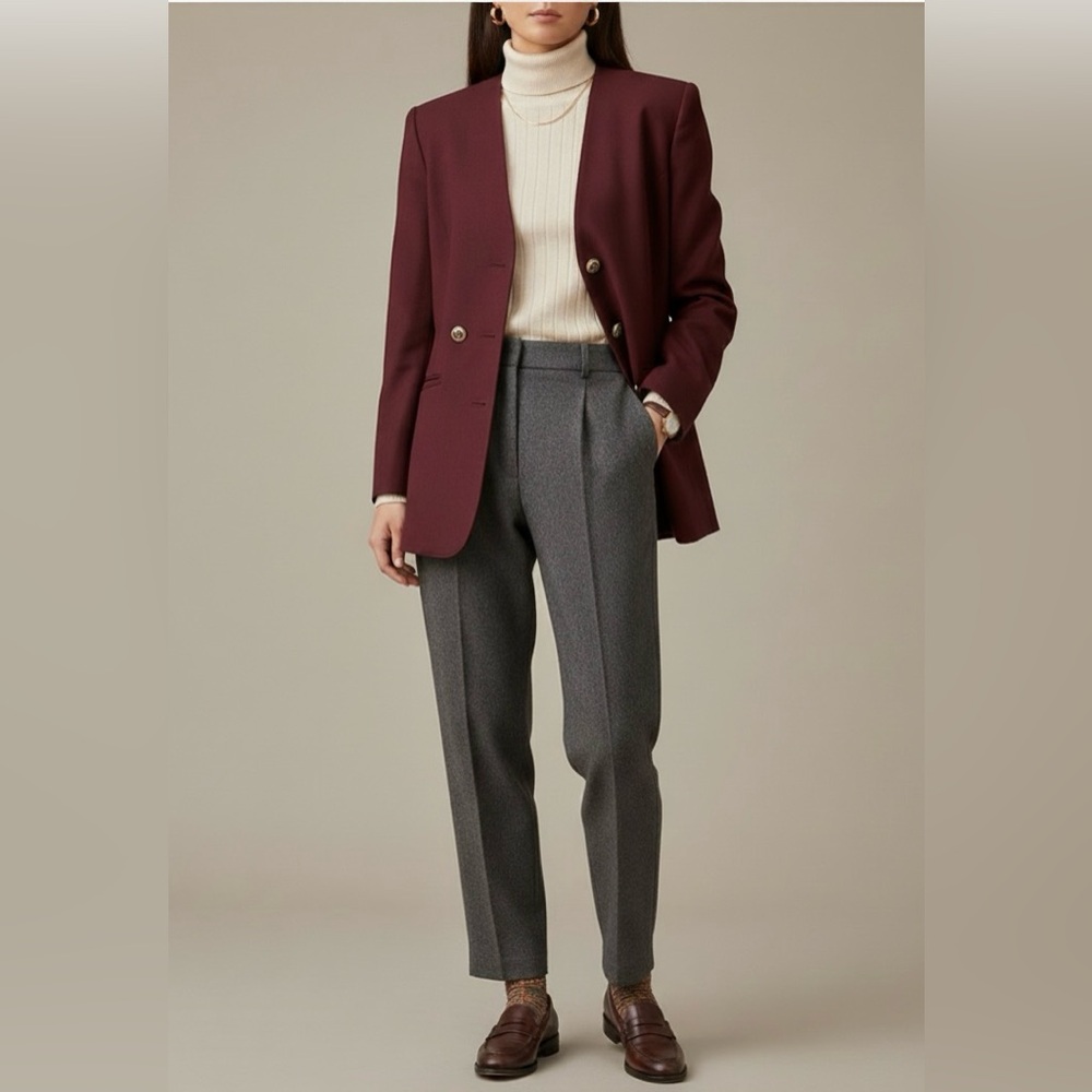 Burgundy Wool Blazer Vintage 34 Old Money Academia Oversized